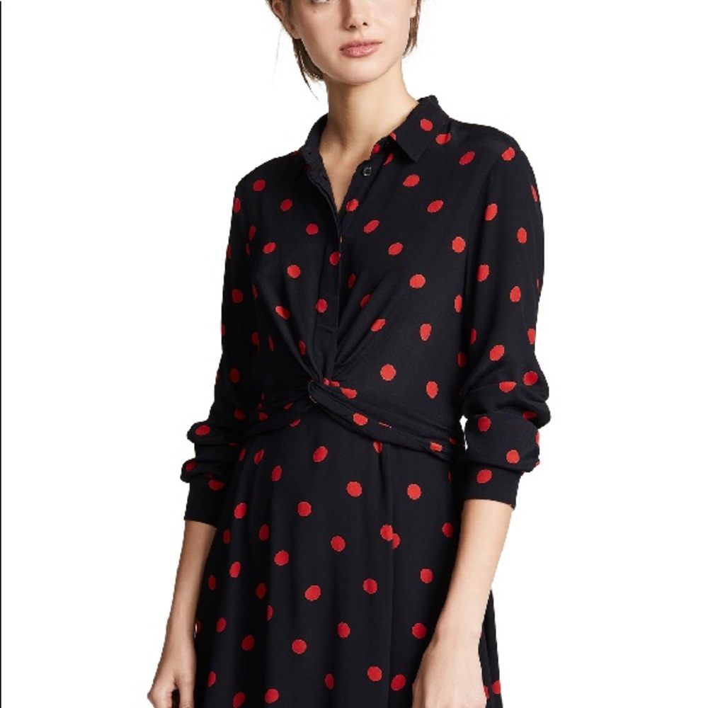 GANNI Barra Crepe Twist Polka Dot Dress - Picture 3 of 7
